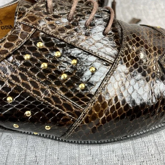 Giorgio Brutini genuine snake skin Men (9) extremely rare gold studs dress shoes
